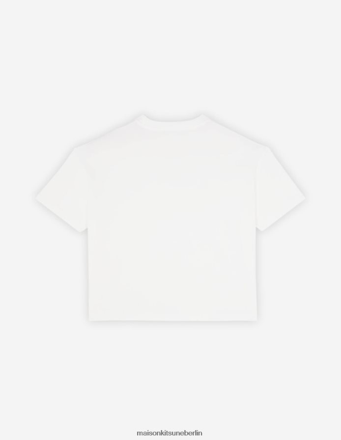 Kleidung V2DHL383 cremefarben Frauen Paris kastenförmiges T-Shirt Maison Kitsune