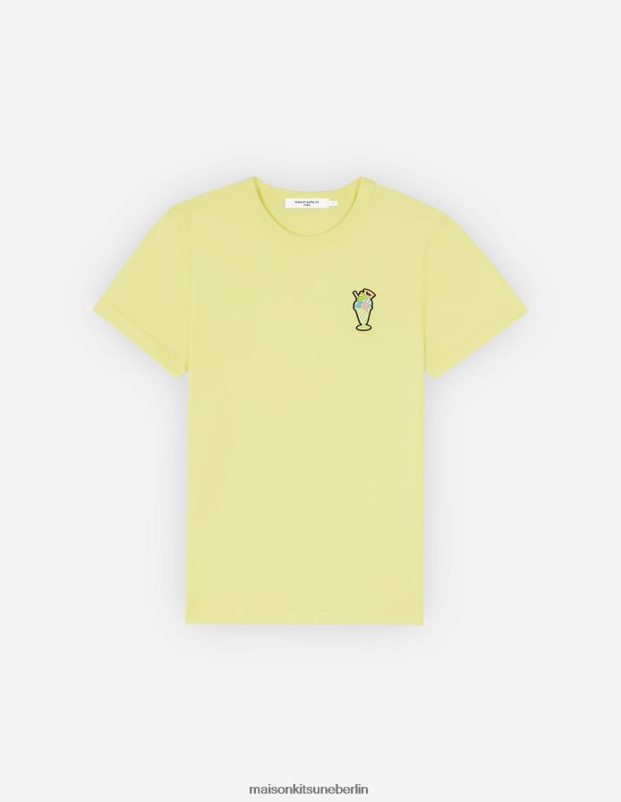 Kleidung V2DHL384 Zitrone Frauen Normales T-Shirt mit Eiscreme-Patch Maison Kitsune