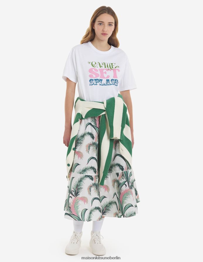 Kleidung V2DHL386 Weiß Frauen Spielset Splash Komfort-T-Shirt Maison Kitsune