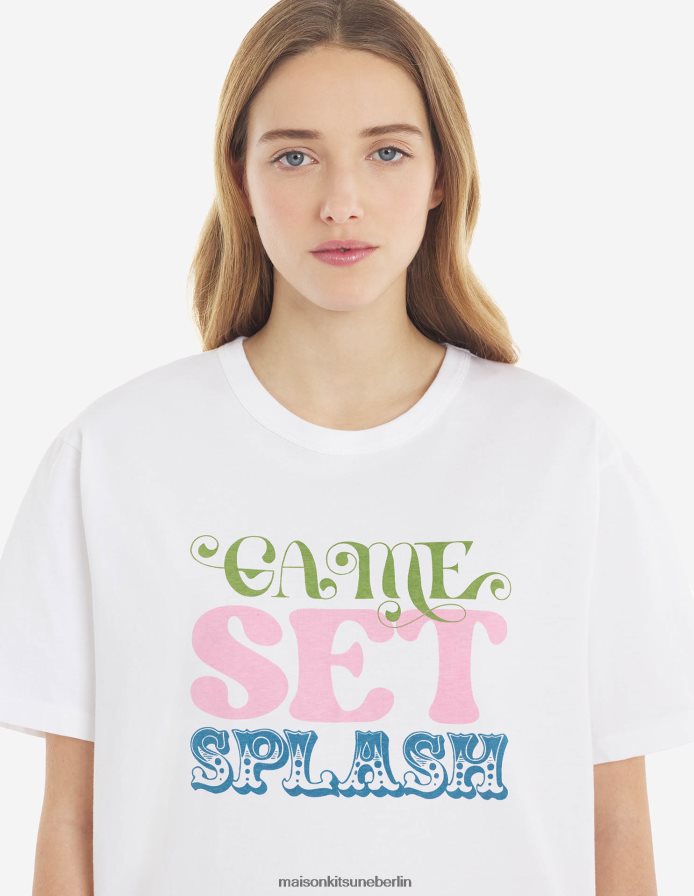 Kleidung V2DHL386 Weiß Frauen Spielset Splash Komfort-T-Shirt Maison Kitsune