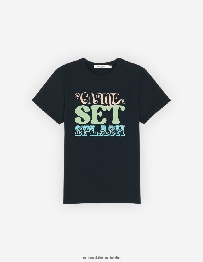 Kleidung V2DHL388 Marine Frauen Spielset Splash Komfort-T-Shirt Maison Kitsune