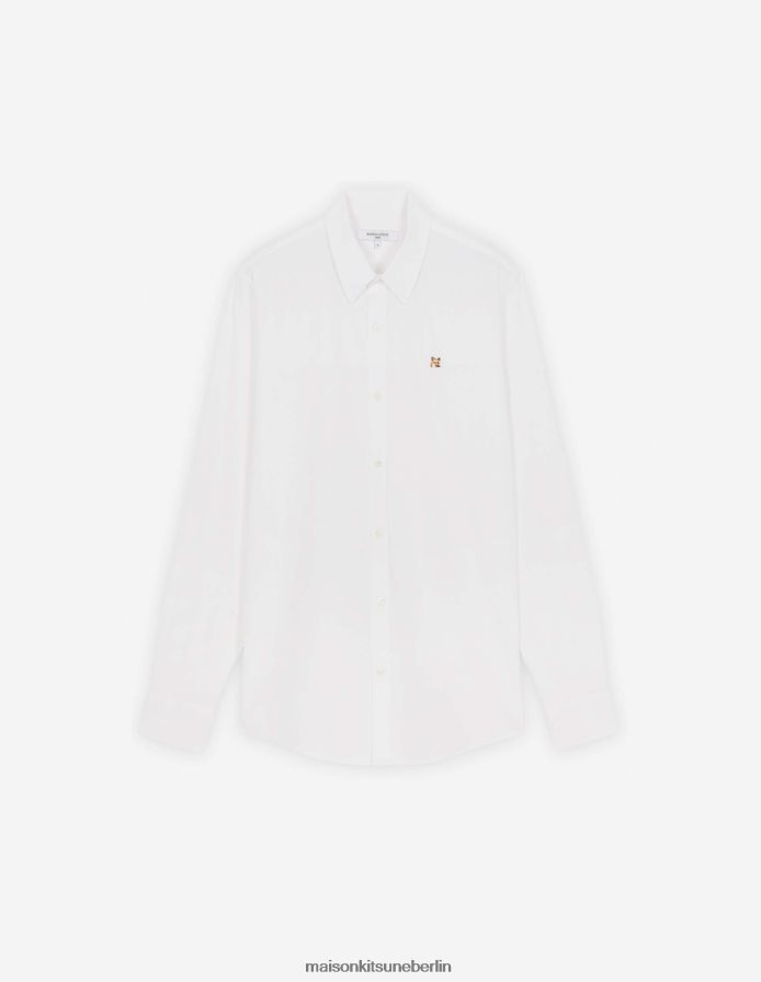 Kleidung V2DHL260 Weiß Männer Klassisches Hemd mit Fuchskopf-Stickerei Maison Kitsune