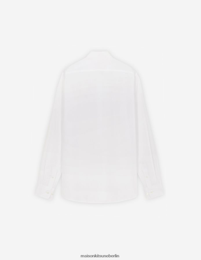 Kleidung V2DHL260 Weiß Männer Klassisches Hemd mit Fuchskopf-Stickerei Maison Kitsune