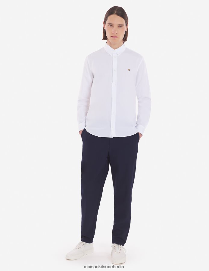 Kleidung V2DHL260 Weiß Männer Klassisches Hemd mit Fuchskopf-Stickerei Maison Kitsune