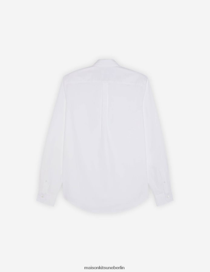 Kleidung V2DHL261 Weiß Männer klassisches Hemd mit dreifarbigem Fuchs-Patch bd Maison Kitsune