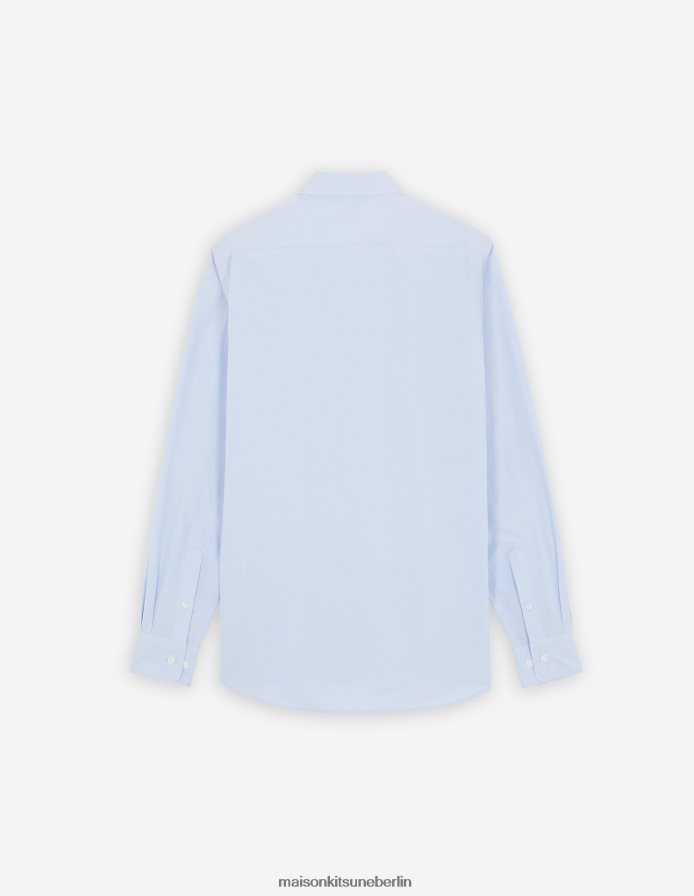 Kleidung V2DHL264 hellblau Männer Klassisches Hemd mit Fuchskopf-Stickerei Maison Kitsune