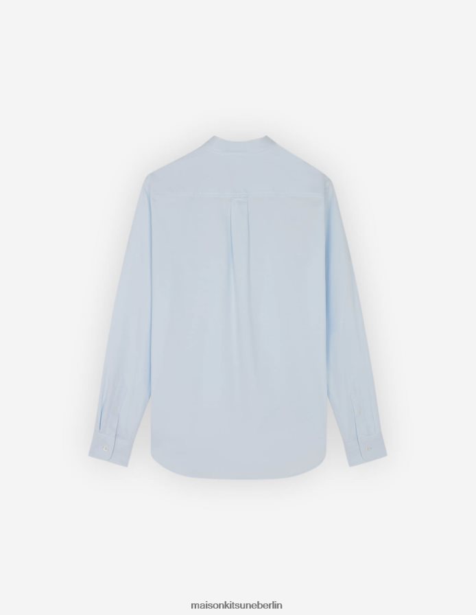 Kleidung V2DHL269 hellblau Männer Lässiges Hemd mit gekleidetem Fuchs-Patch Maison Kitsune