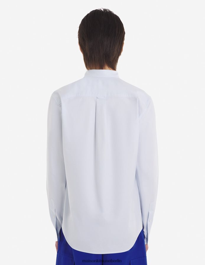 Kleidung V2DHL269 hellblau Männer Lässiges Hemd mit gekleidetem Fuchs-Patch Maison Kitsune