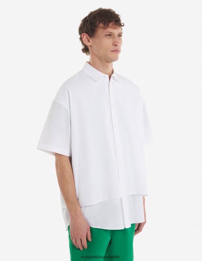 Kleidung V2DHL275 Weiß Männer Kurzärmliges, mehrlagiges Hemd Maison Kitsune