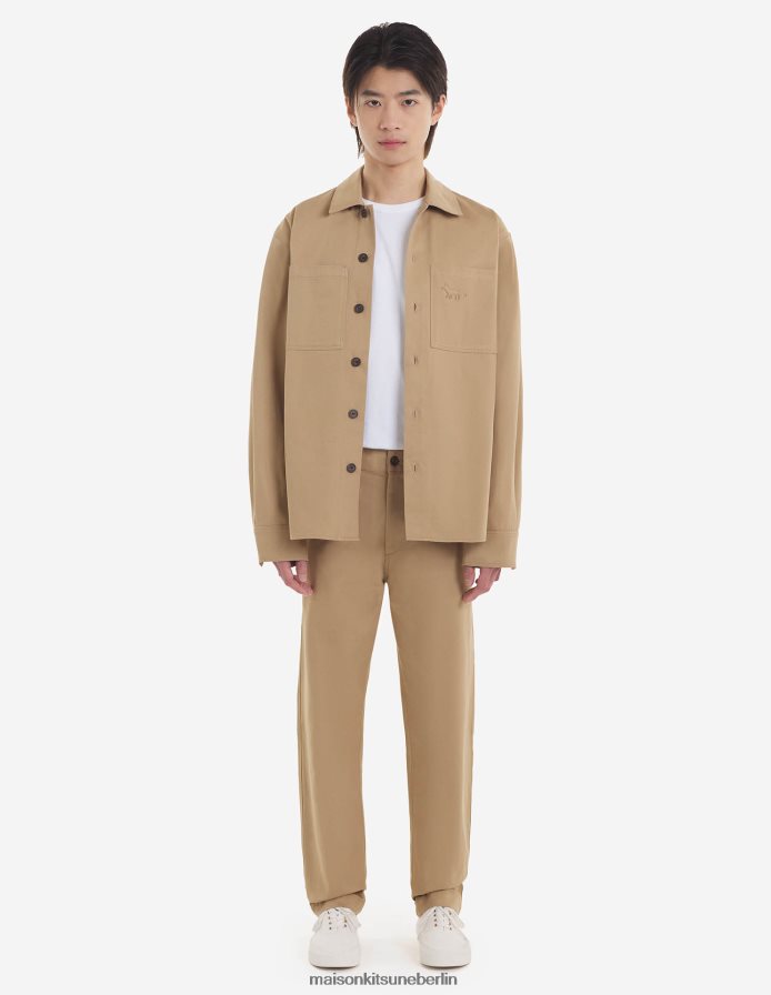 Kleidung V2DHL276 Beige Männer Überhemd mit Druckknöpfen Maison Kitsune