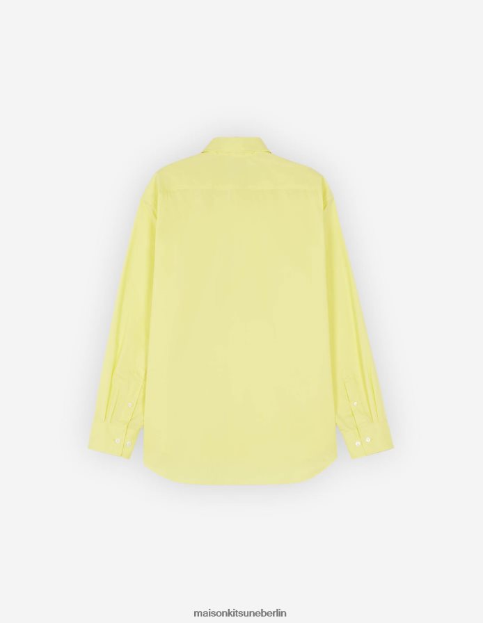 Kleidung V2DHL278 Zitrone Männer Lässiges Hemd mit Fuchskopf-Patch Maison Kitsune