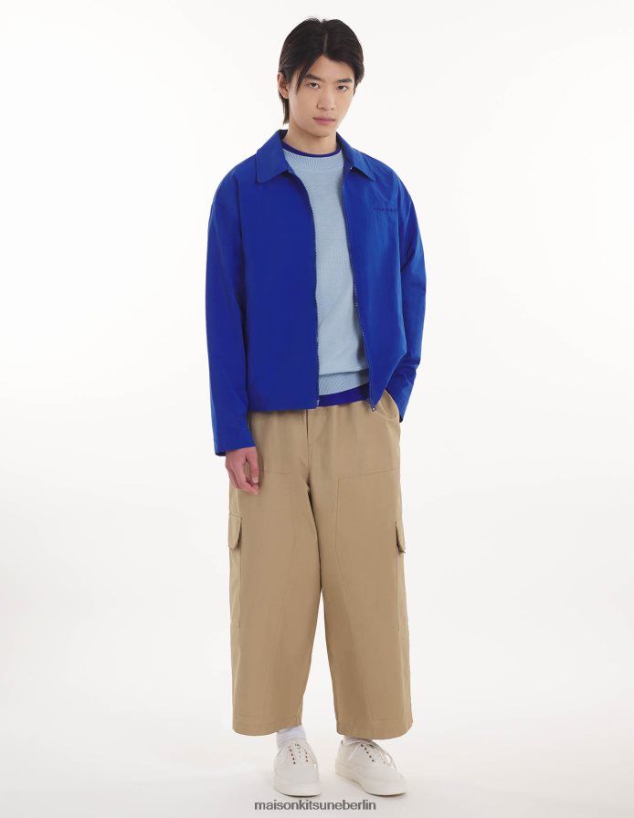 Kleidung V2DHL279 tiefes Blau Männer technisches Overshirt mit Reißverschluss Maison Kitsune