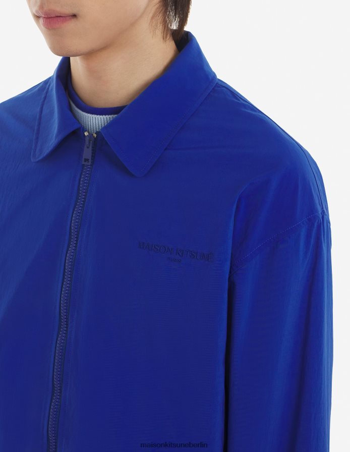 Kleidung V2DHL279 tiefes Blau Männer technisches Overshirt mit Reißverschluss Maison Kitsune
