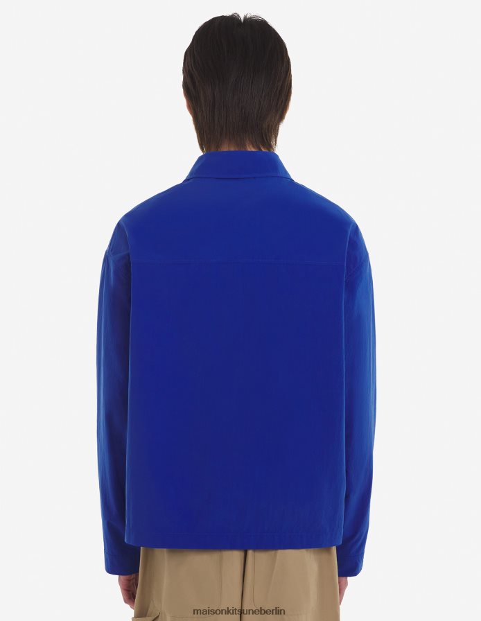 Kleidung V2DHL279 tiefes Blau Männer technisches Overshirt mit Reißverschluss Maison Kitsune