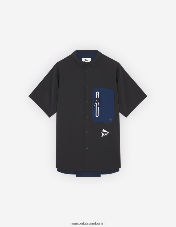 Kleidung V2DHL281 graublauer Farbblock Männer MK X und Wander Wandershirt Maison Kitsune