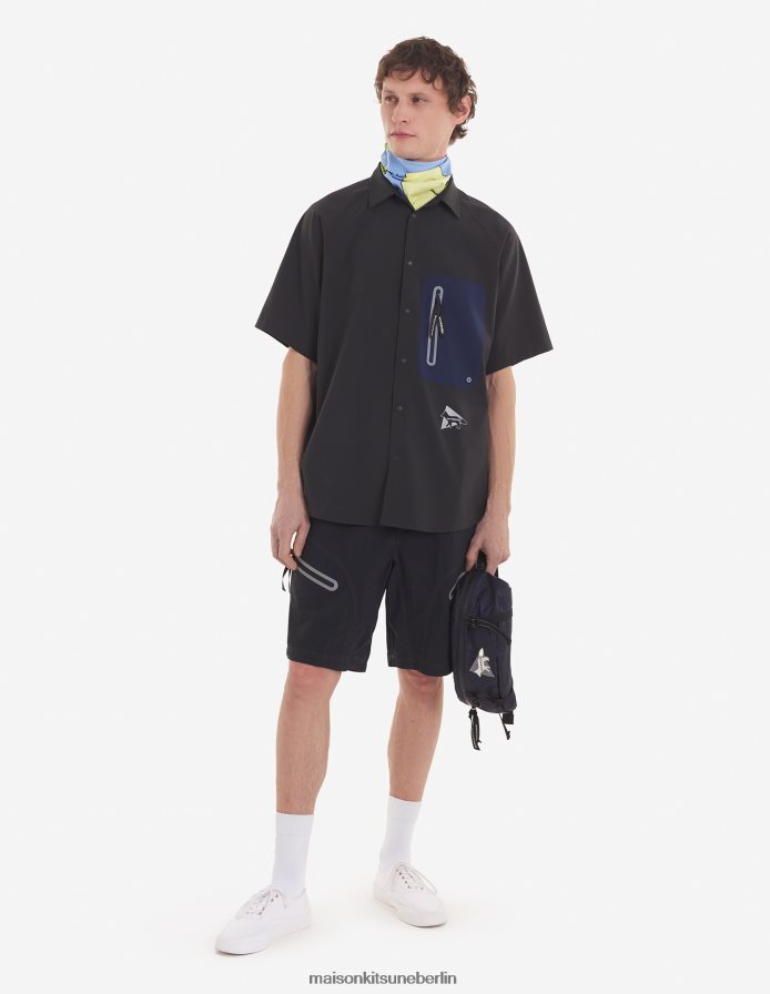 Kleidung V2DHL281 graublauer Farbblock Männer MK X und Wander Wandershirt Maison Kitsune