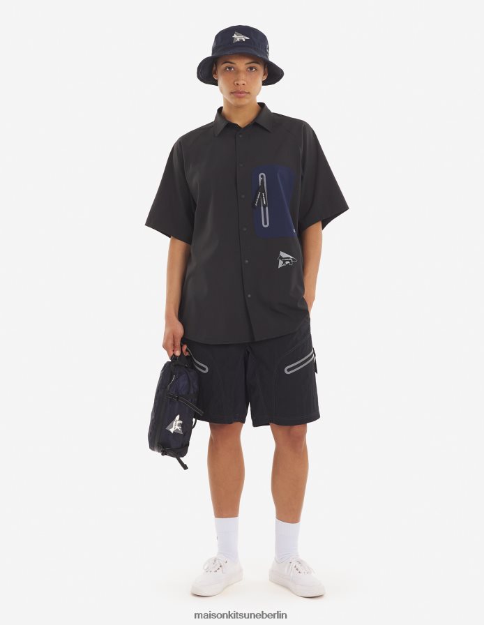 Kleidung V2DHL281 graublauer Farbblock Männer MK X und Wander Wandershirt Maison Kitsune