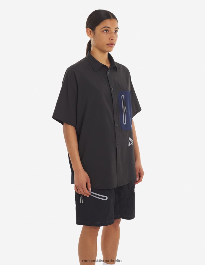 Kleidung V2DHL281 graublauer Farbblock Männer MK X und Wander Wandershirt Maison Kitsune