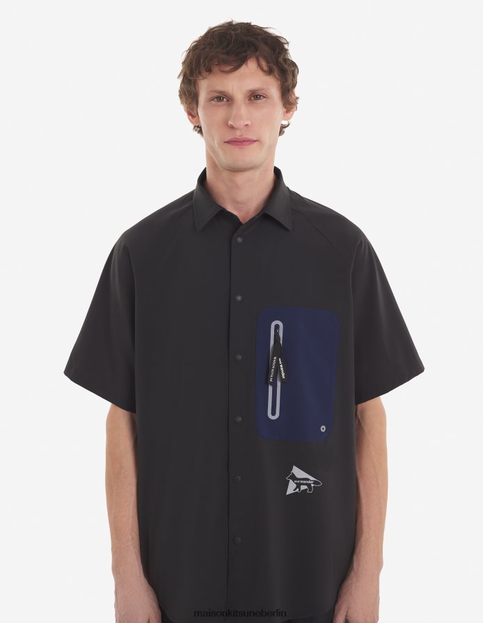 Kleidung V2DHL281 graublauer Farbblock Männer MK X und Wander Wandershirt Maison Kitsune