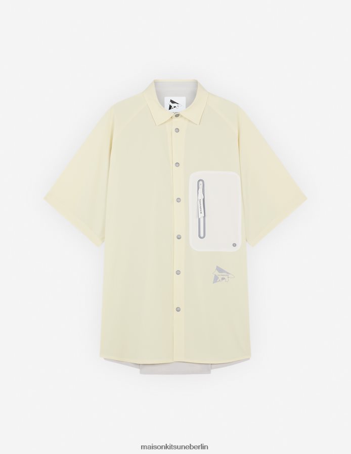 Kleidung V2DHL284 weiß-gelber Farbblock Männer MK X und Wander Wandershirt Maison Kitsune