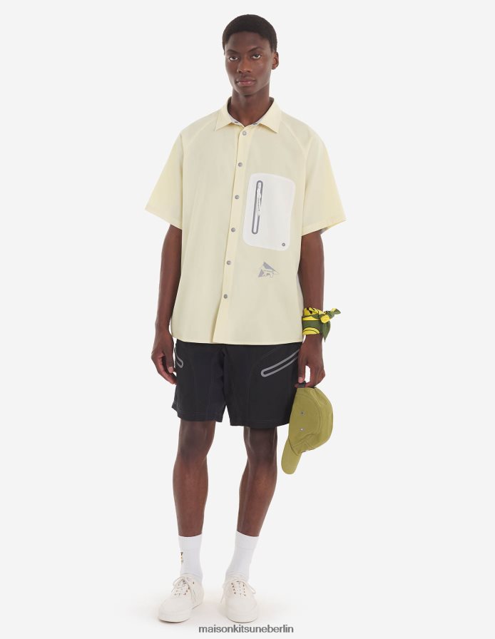 Kleidung V2DHL284 weiß-gelber Farbblock Männer MK X und Wander Wandershirt Maison Kitsune