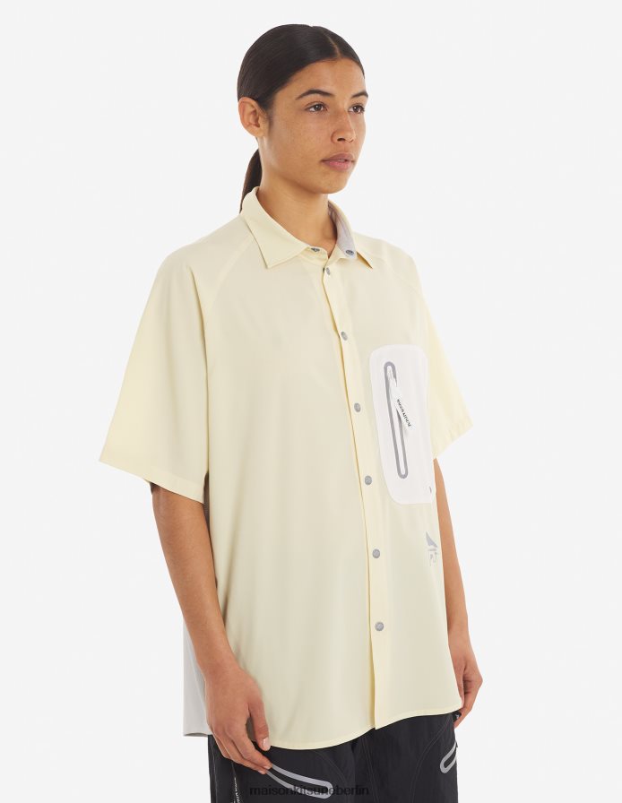 Kleidung V2DHL284 weiß-gelber Farbblock Männer MK X und Wander Wandershirt Maison Kitsune