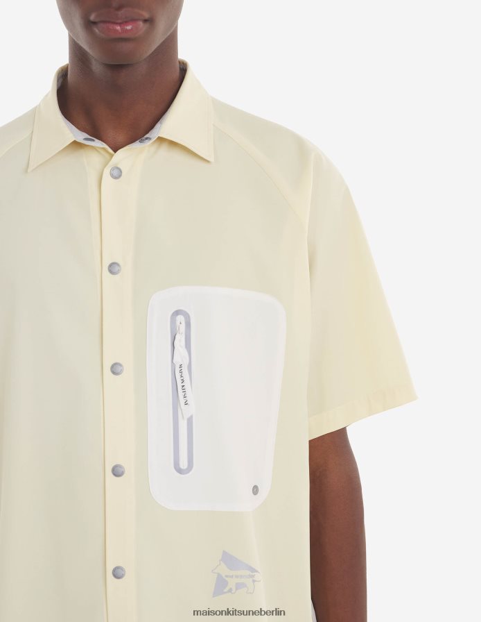 Kleidung V2DHL284 weiß-gelber Farbblock Männer MK X und Wander Wandershirt Maison Kitsune