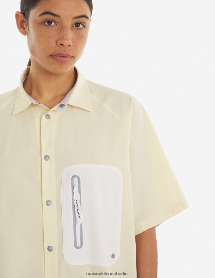 Kleidung V2DHL284 weiß-gelber Farbblock Männer MK X und Wander Wandershirt Maison Kitsune