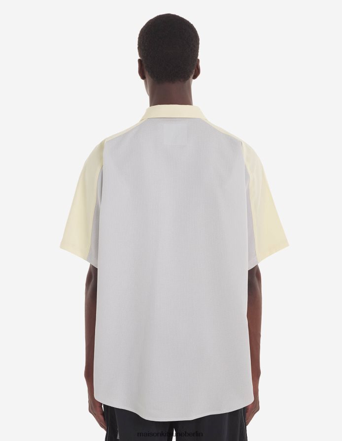 Kleidung V2DHL284 weiß-gelber Farbblock Männer MK X und Wander Wandershirt Maison Kitsune