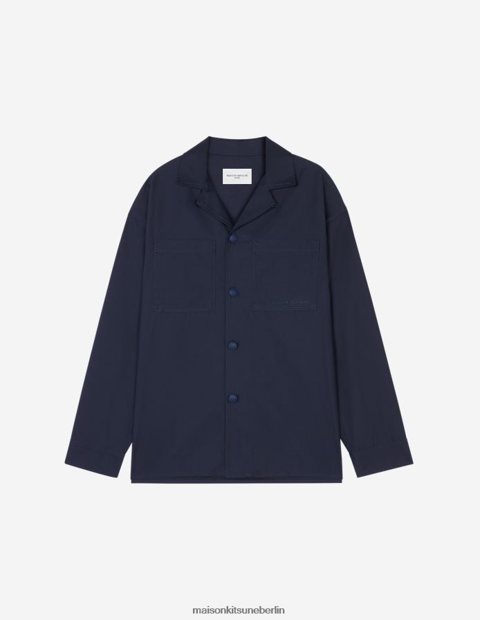 Kleidung V2DHL285 dunkles Marineblau Männer Überhemd Maison Kitsune