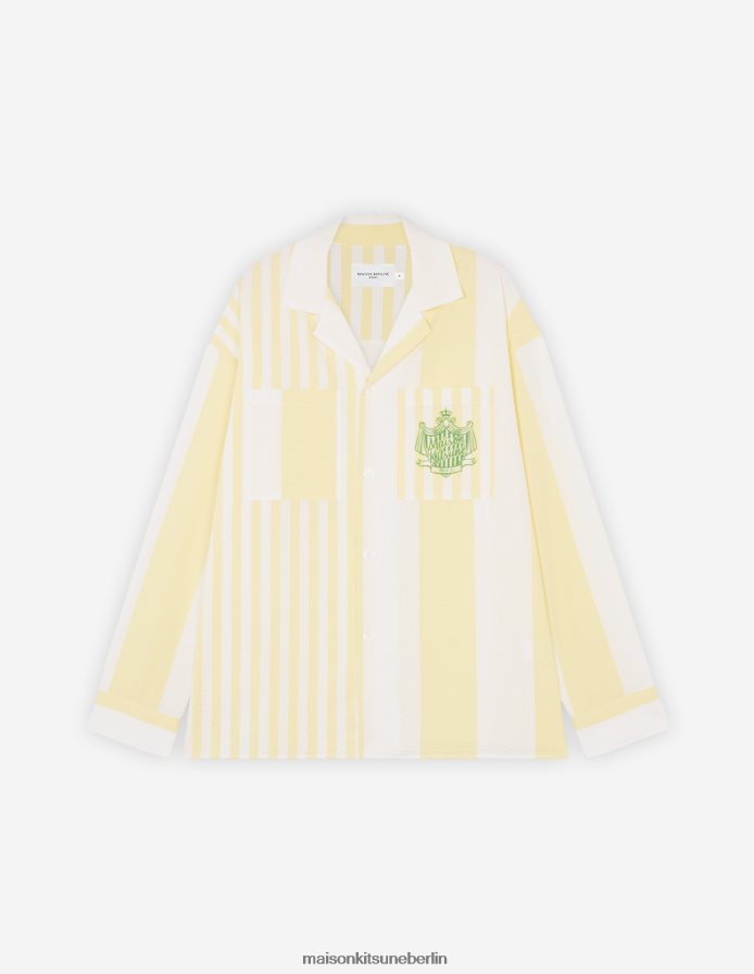 Kleidung V2DHL286 Zitrone Männer Überhemd mit Streifen am Pool Maison Kitsune