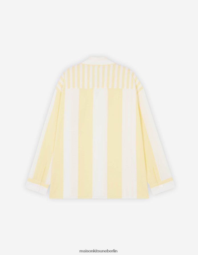 Kleidung V2DHL286 Zitrone Männer Überhemd mit Streifen am Pool Maison Kitsune