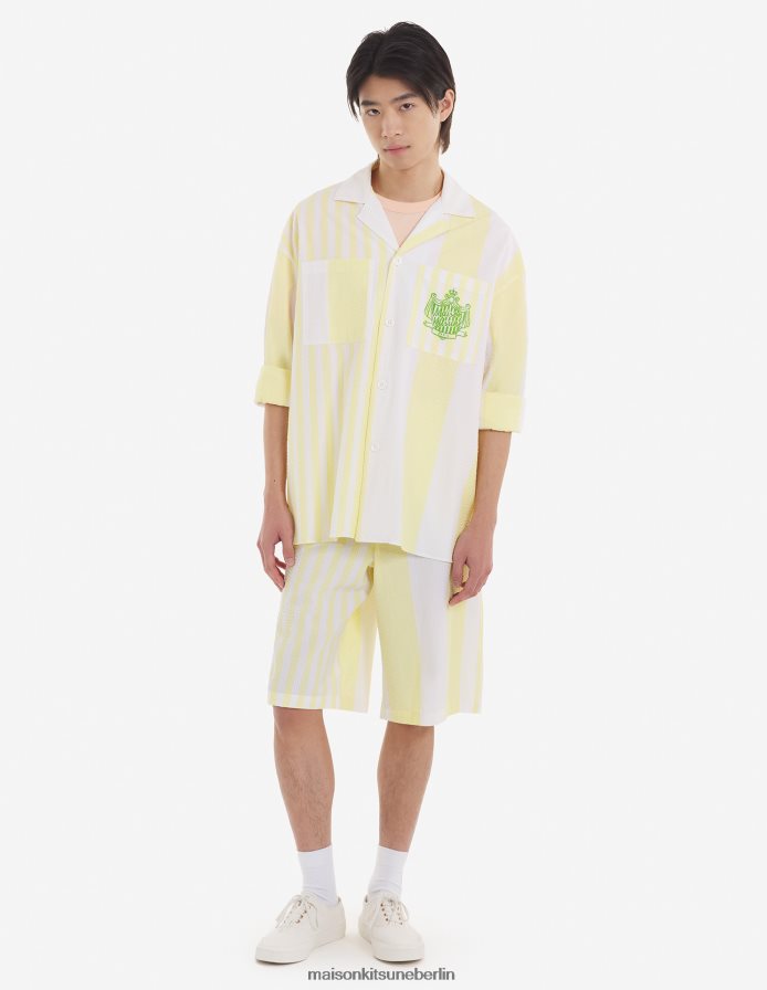 Kleidung V2DHL286 Zitrone Männer Überhemd mit Streifen am Pool Maison Kitsune