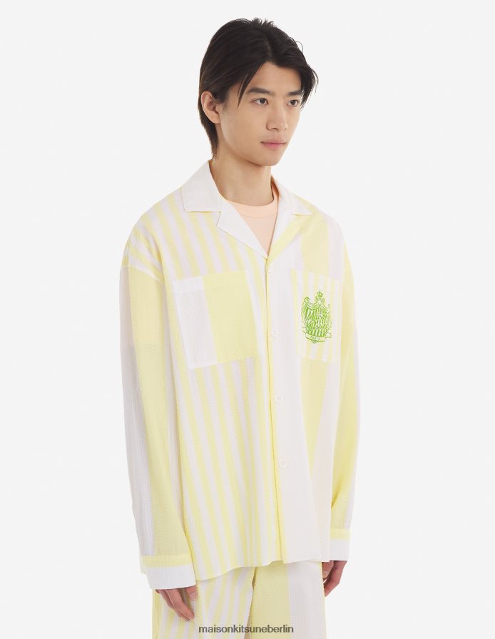 Kleidung V2DHL286 Zitrone Männer Überhemd mit Streifen am Pool Maison Kitsune