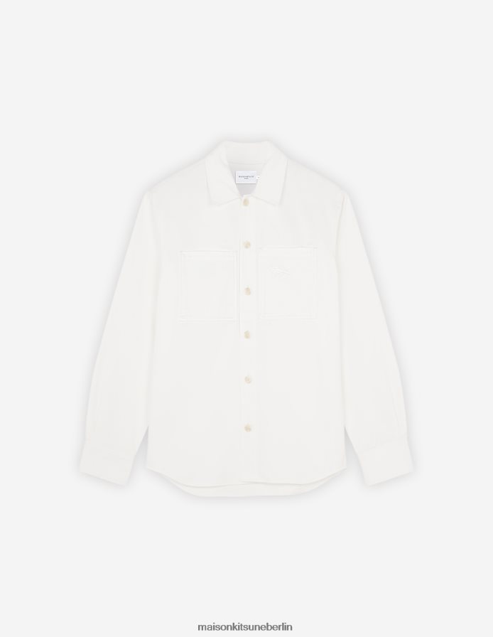 Kleidung V2DHL288 milchig weiß Männer Überhemd mit Druckknöpfen Maison Kitsune