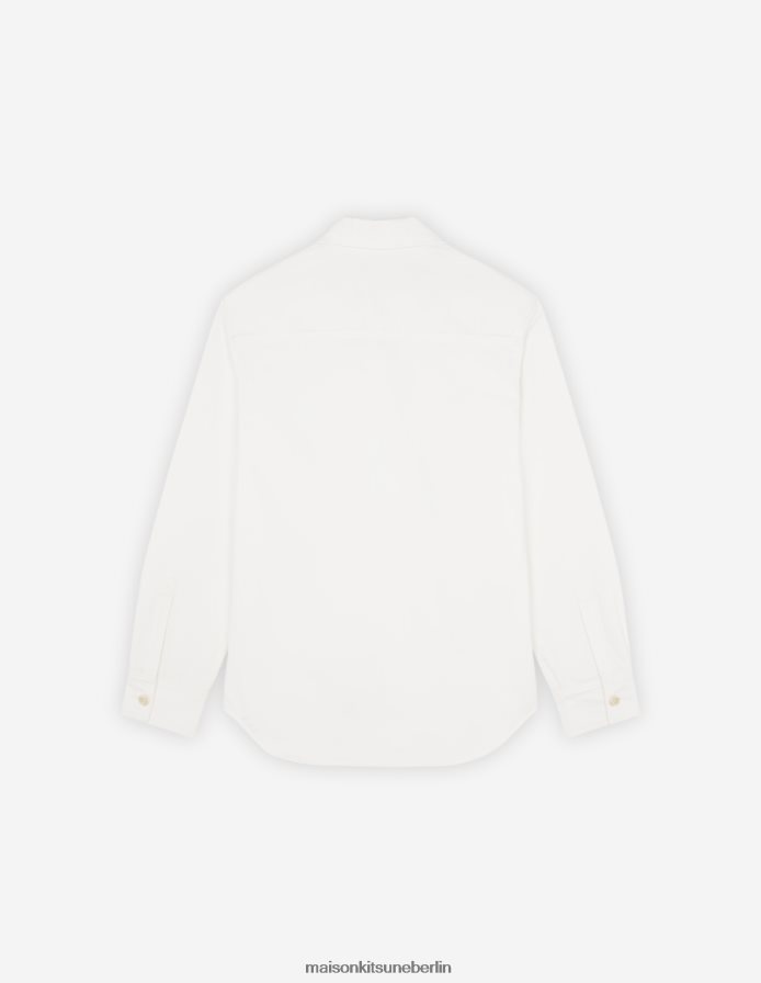 Kleidung V2DHL288 milchig weiß Männer Überhemd mit Druckknöpfen Maison Kitsune