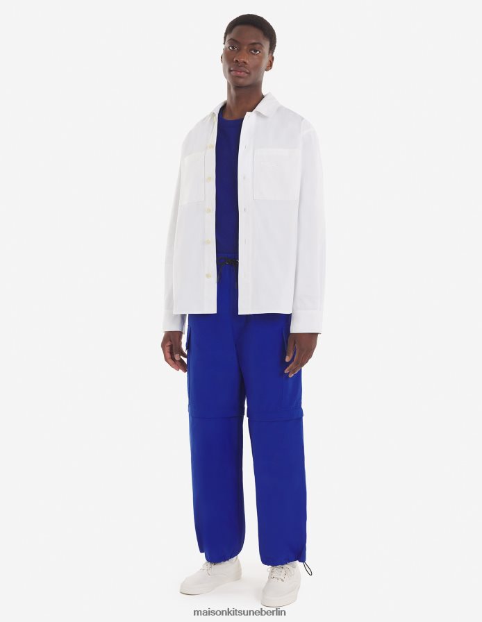 Kleidung V2DHL288 milchig weiß Männer Überhemd mit Druckknöpfen Maison Kitsune