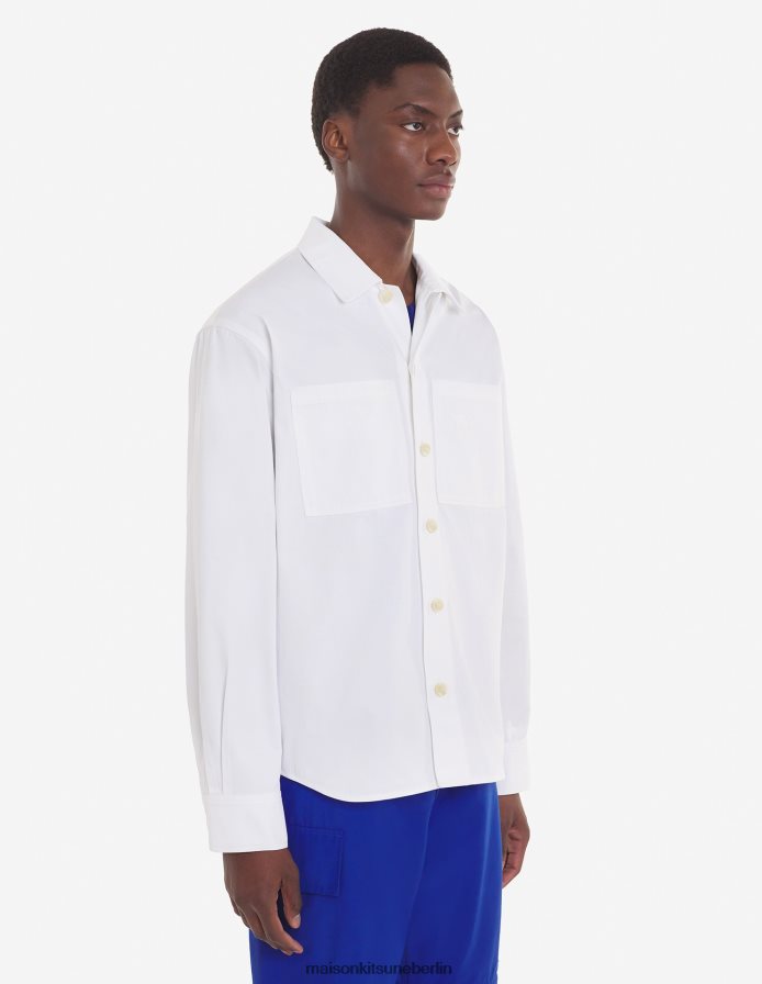Kleidung V2DHL288 milchig weiß Männer Überhemd mit Druckknöpfen Maison Kitsune
