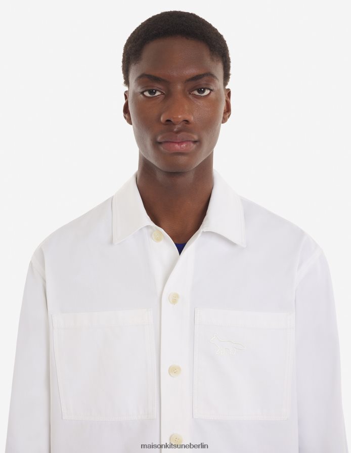 Kleidung V2DHL288 milchig weiß Männer Überhemd mit Druckknöpfen Maison Kitsune