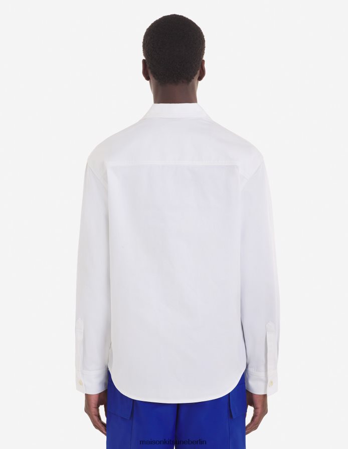 Kleidung V2DHL288 milchig weiß Männer Überhemd mit Druckknöpfen Maison Kitsune