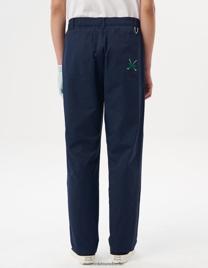 Kleidung V2DHL301 dunkles Marineblau Männer Profilfuchs-Taper-Hose Maison Kitsune