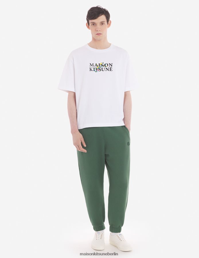 Kleidung V2DHL302 Flaschengrün Männer Komfort-Jogginghose mit auffälligem Fuchskopf-Patch Maison Kitsune