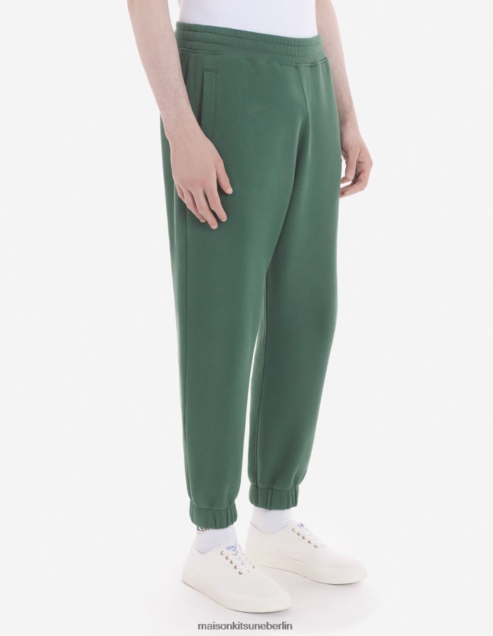 Kleidung V2DHL302 Flaschengrün Männer Komfort-Jogginghose mit auffälligem Fuchskopf-Patch Maison Kitsune