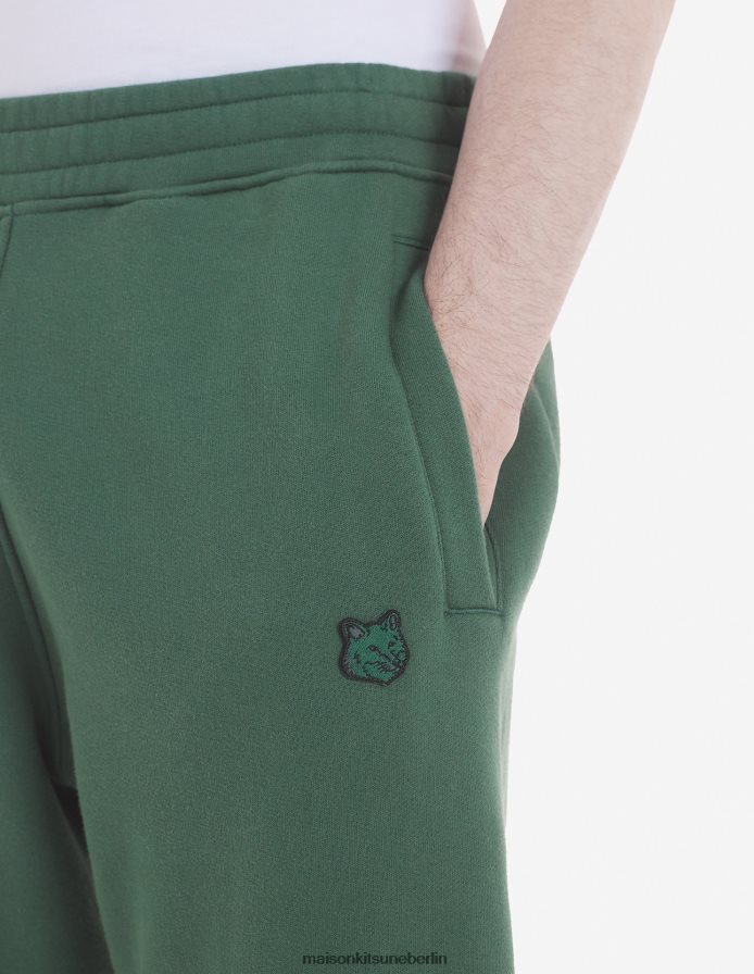 Kleidung V2DHL302 Flaschengrün Männer Komfort-Jogginghose mit auffälligem Fuchskopf-Patch Maison Kitsune