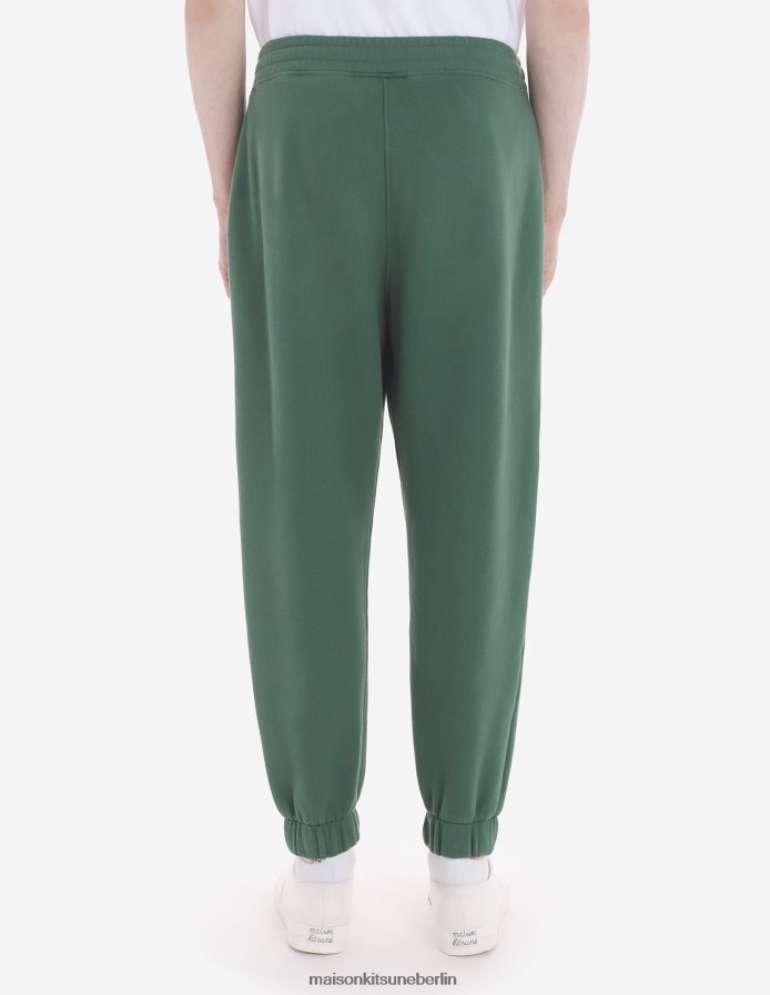 Kleidung V2DHL302 Flaschengrün Männer Komfort-Jogginghose mit auffälligem Fuchskopf-Patch Maison Kitsune