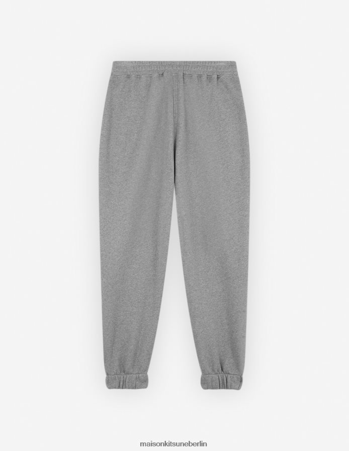Kleidung V2DHL305 mittelgraue Melange Männer Komfort-Jogginghose mit auffälligem Fuchskopf-Patch Maison Kitsune