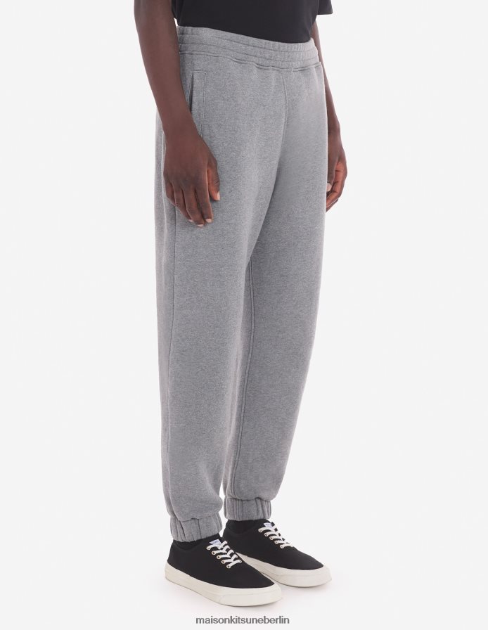 Kleidung V2DHL305 mittelgraue Melange Männer Komfort-Jogginghose mit auffälligem Fuchskopf-Patch Maison Kitsune