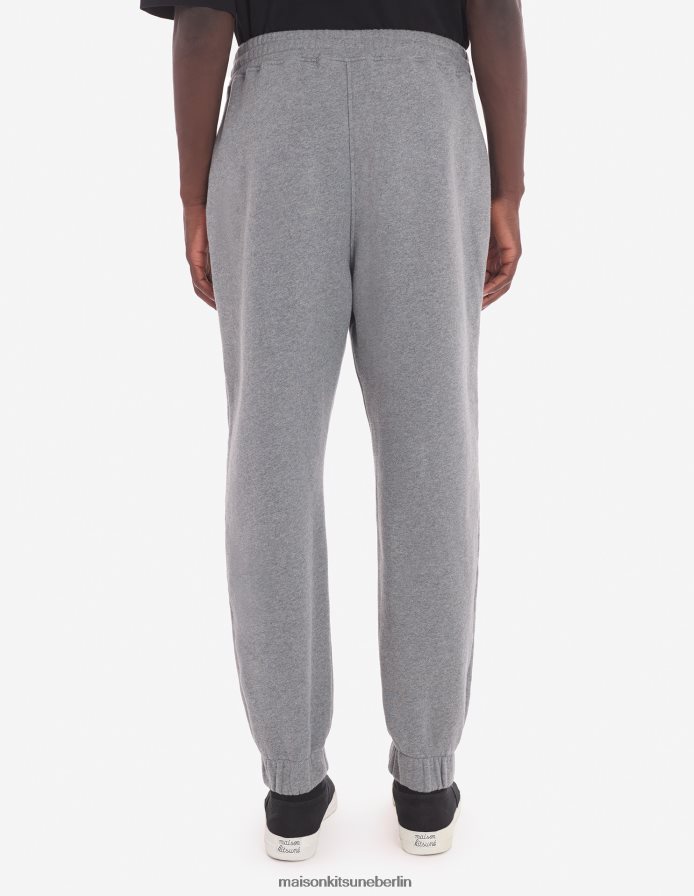 Kleidung V2DHL305 mittelgraue Melange Männer Komfort-Jogginghose mit auffälligem Fuchskopf-Patch Maison Kitsune
