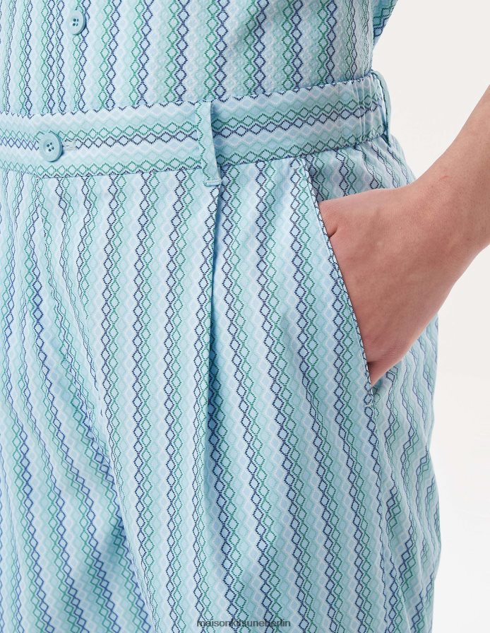 Kleidung V2DHL307 Himmelblau Männer H/Hose mit Rautenstreifen-Schriftzug Maison Kitsune