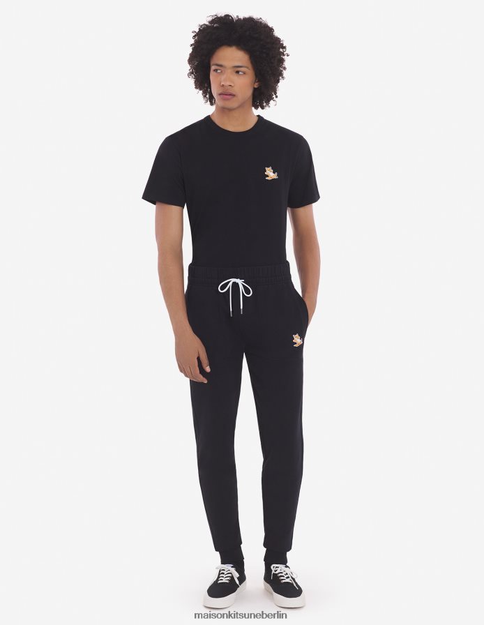 Kleidung V2DHL308 Schwarz Männer Klassische Jogginghose mit Fox-Patch von Chillax Maison Kitsune